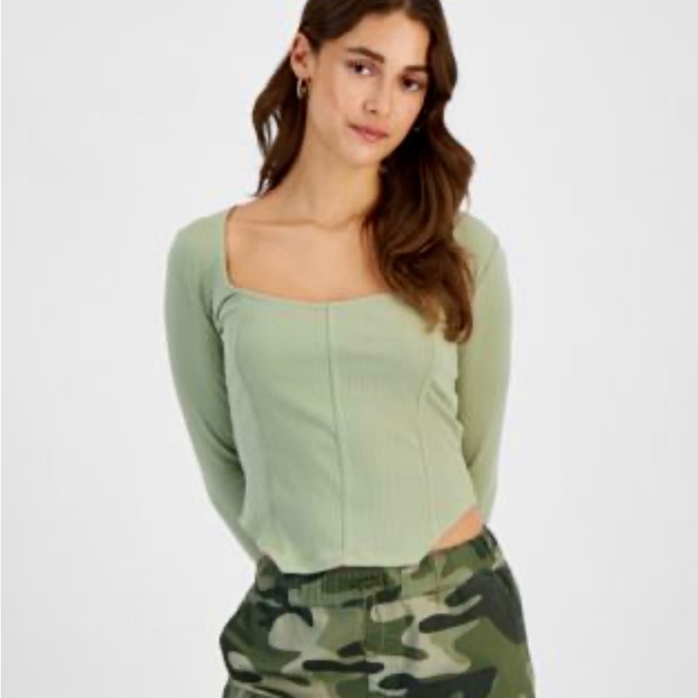 Macy's Sage Green Long Sleeve Top